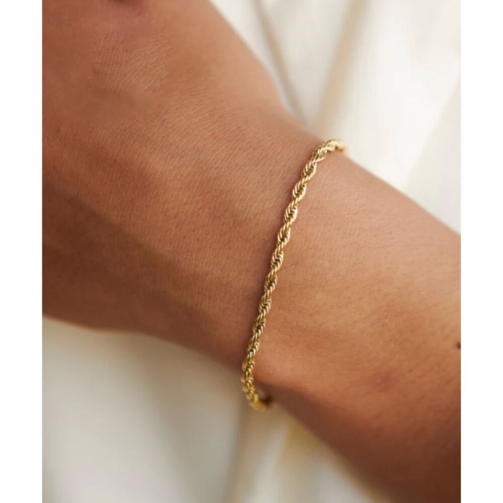 18K Gold Rope Chain Bracelet Waterproof Jewelry RB9